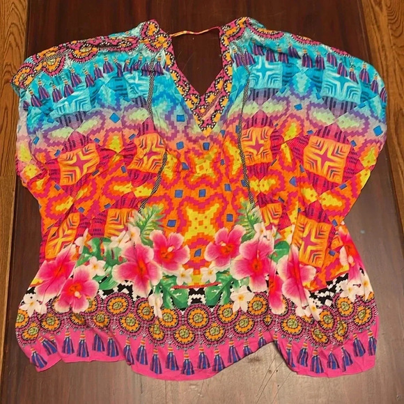 Nanette Lepore Swim bright floral swim cover size Large - Picture 3 of 4